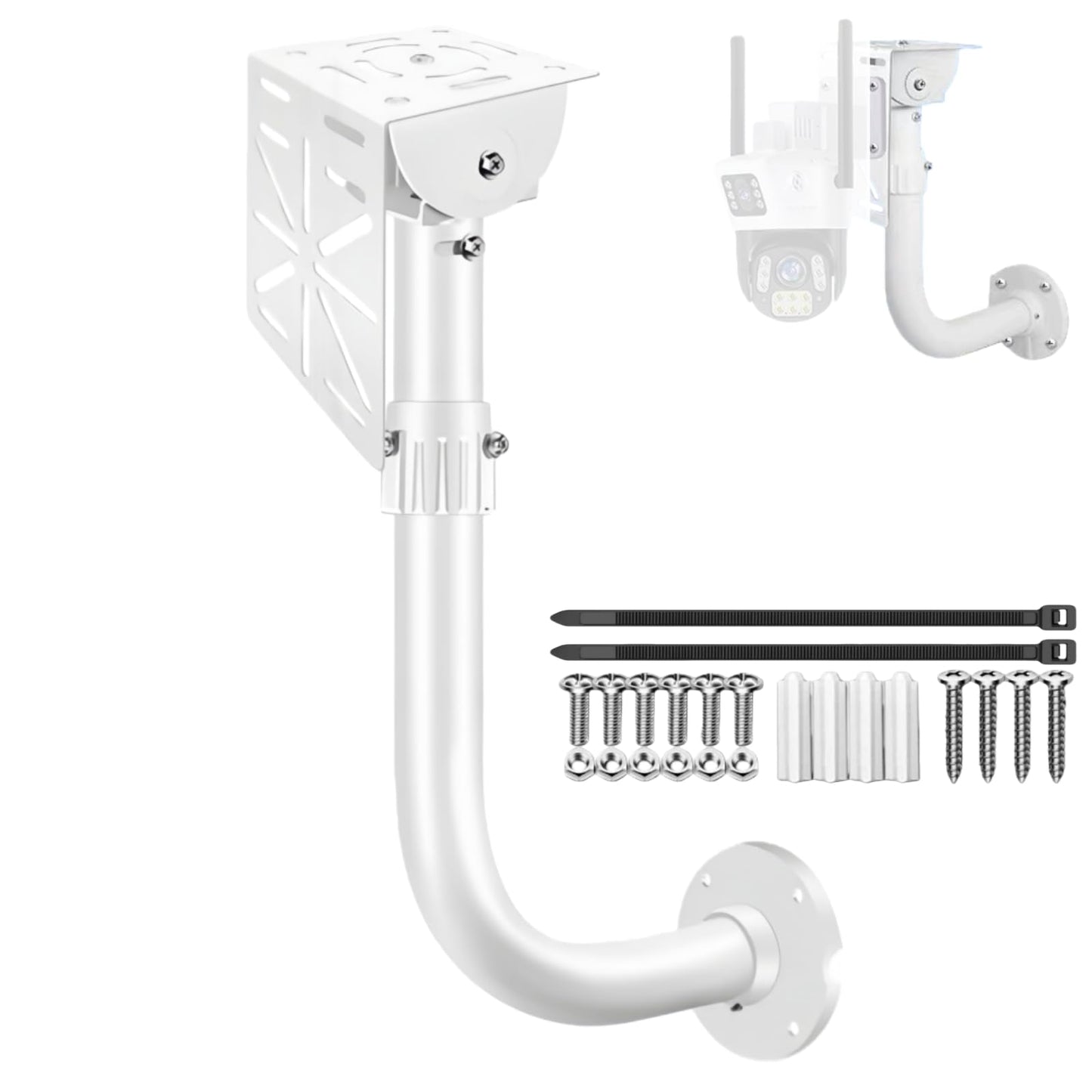 Adjustable Aluminum L-Shaped Security Camera Wall Mount - 38/45mm Tube, 30-60cm Length, Heavy-Duty Indoor/Outdoor Bracket for Dome/IP/PTZ Cameras
