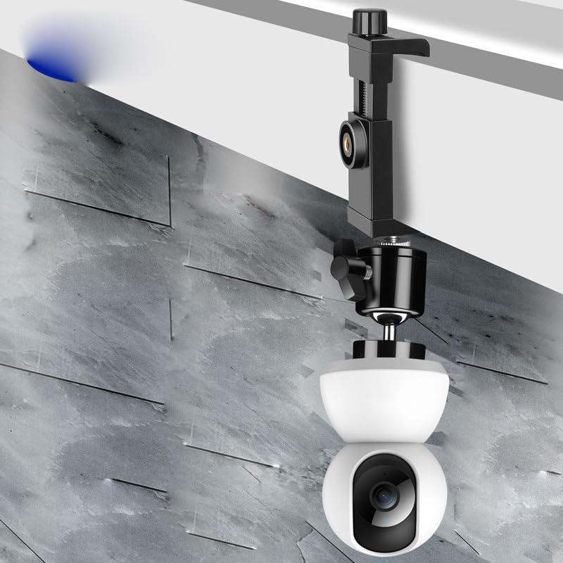 ThtRht Indoor Security Camera Ceiling Wood Beam Mount Stand with Clips Interior Door Frame Clasp Bracket 1/4'' Thread Mount Camera Holder for Baby