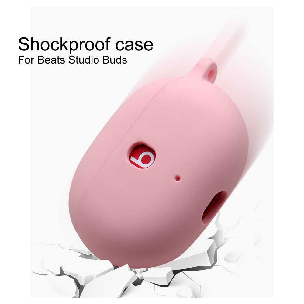 Claiol Silicone Case for Beats Studio Buds 2021/2023, Premium Shockproof Silicone New Beats Studio Buds Case Cover with Keychain. (Black)