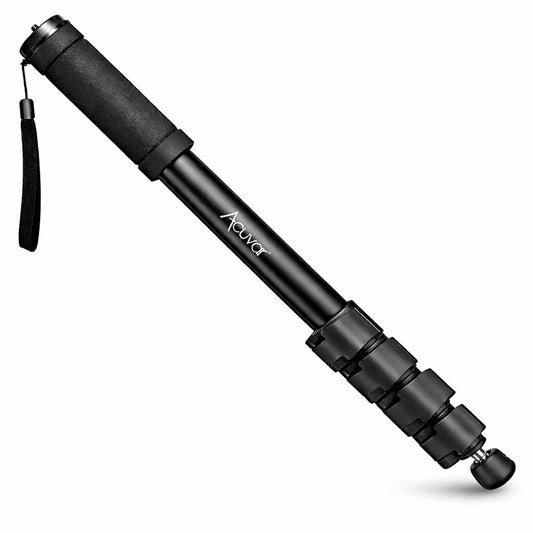 Acuvar Monopod with Integrated Safety Strap and 4 Section Extending Pole for All Digital Cameras, DSLR, Mirrorless, Compact Cameras, Camcorders & Cell