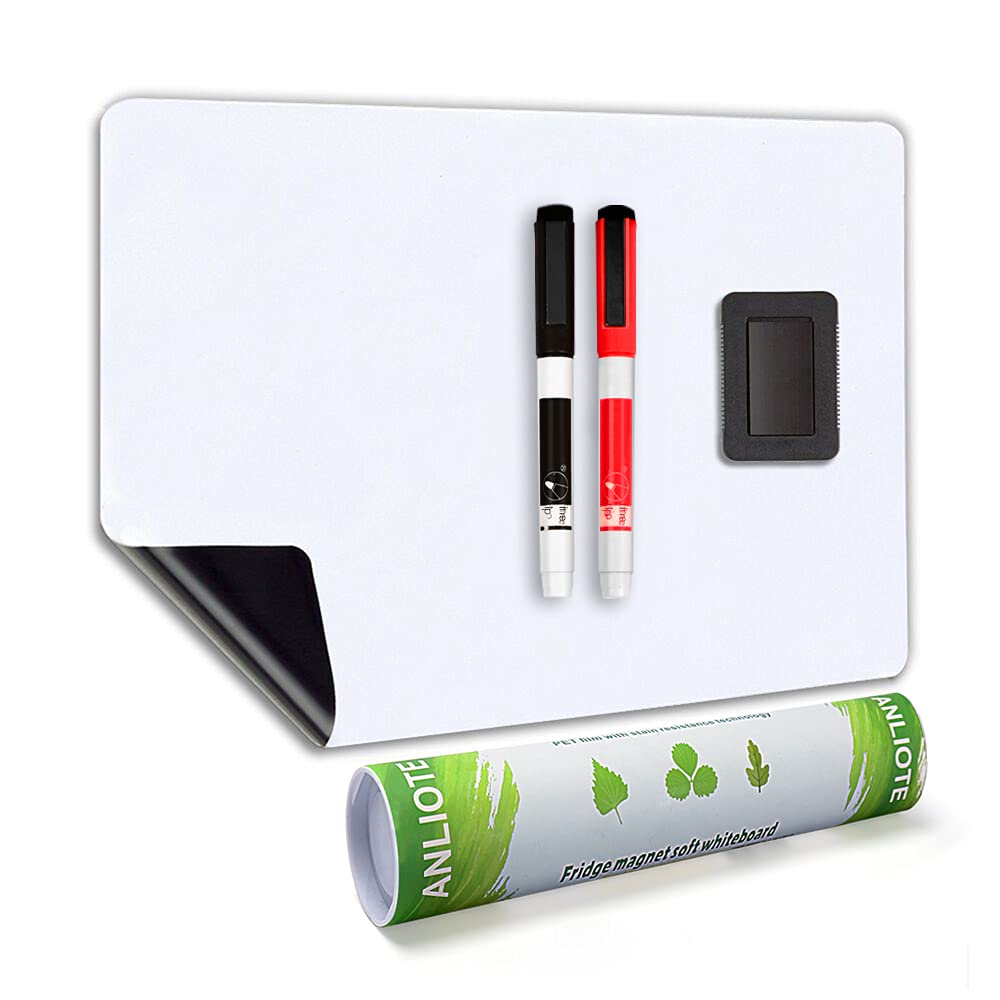 ANLIOTE Magnetic Dry Erase Board Fridge Whiteboard Sheet 20"x13"