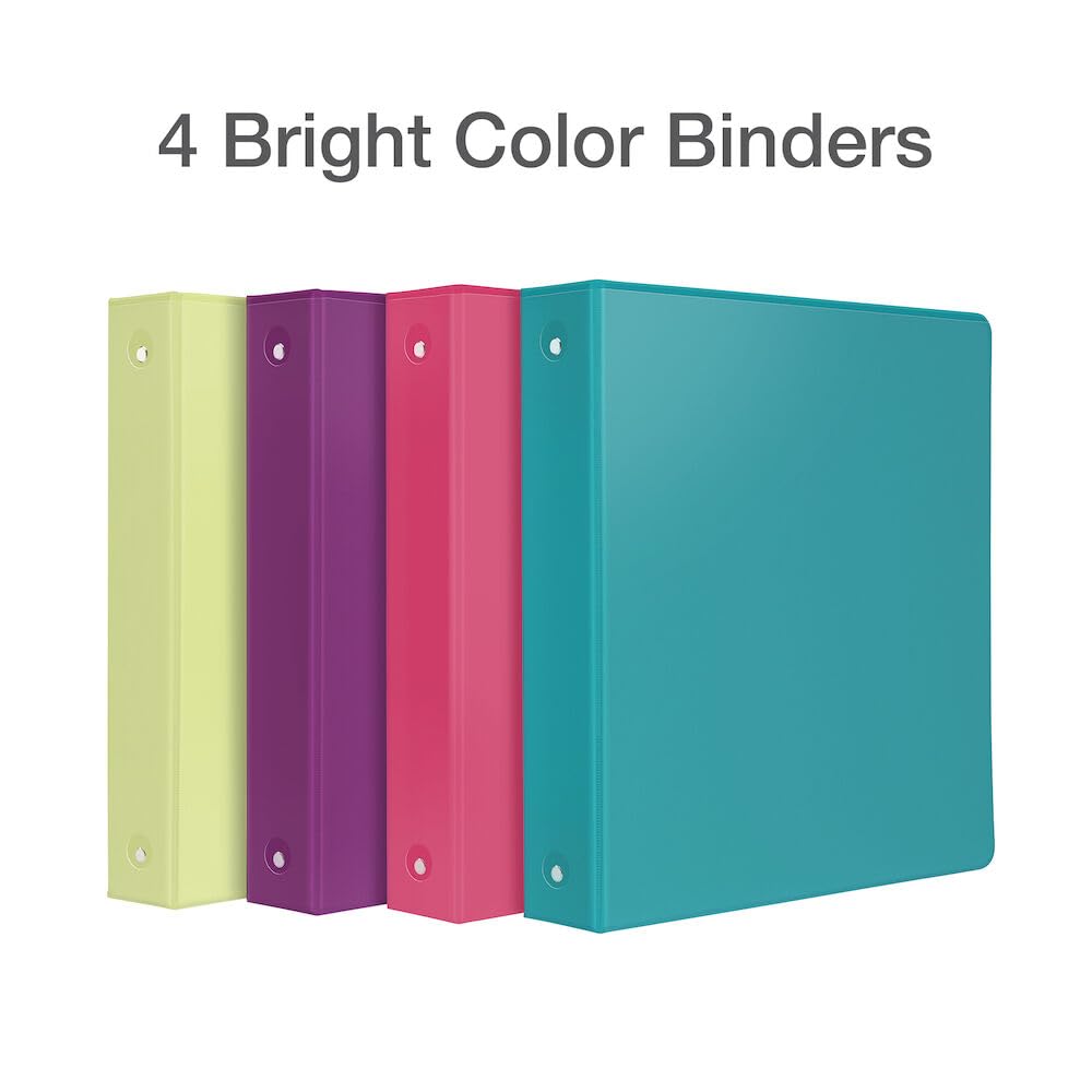 Cardinal 3 Ring Binders, Binders for School and Office, Durable 1.5 Inch, Round Rings, Holds 350 Sheets, ClearVue Presentation View, Non-Stick