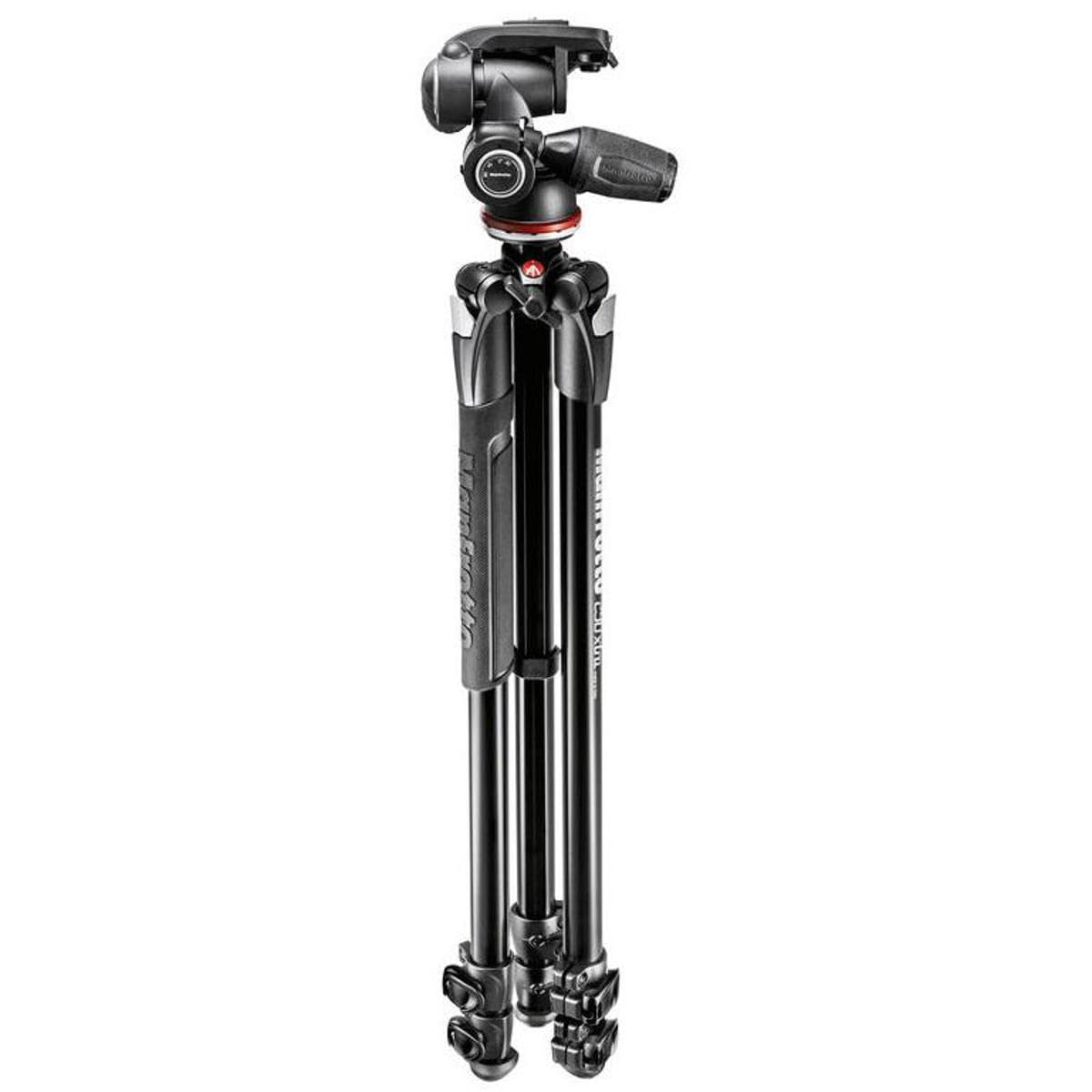 Manfrotto 290 Xtra Aluminum 3-Section Tripod Kit with 3-Way Head (MK290XTA3-3WUS), Black