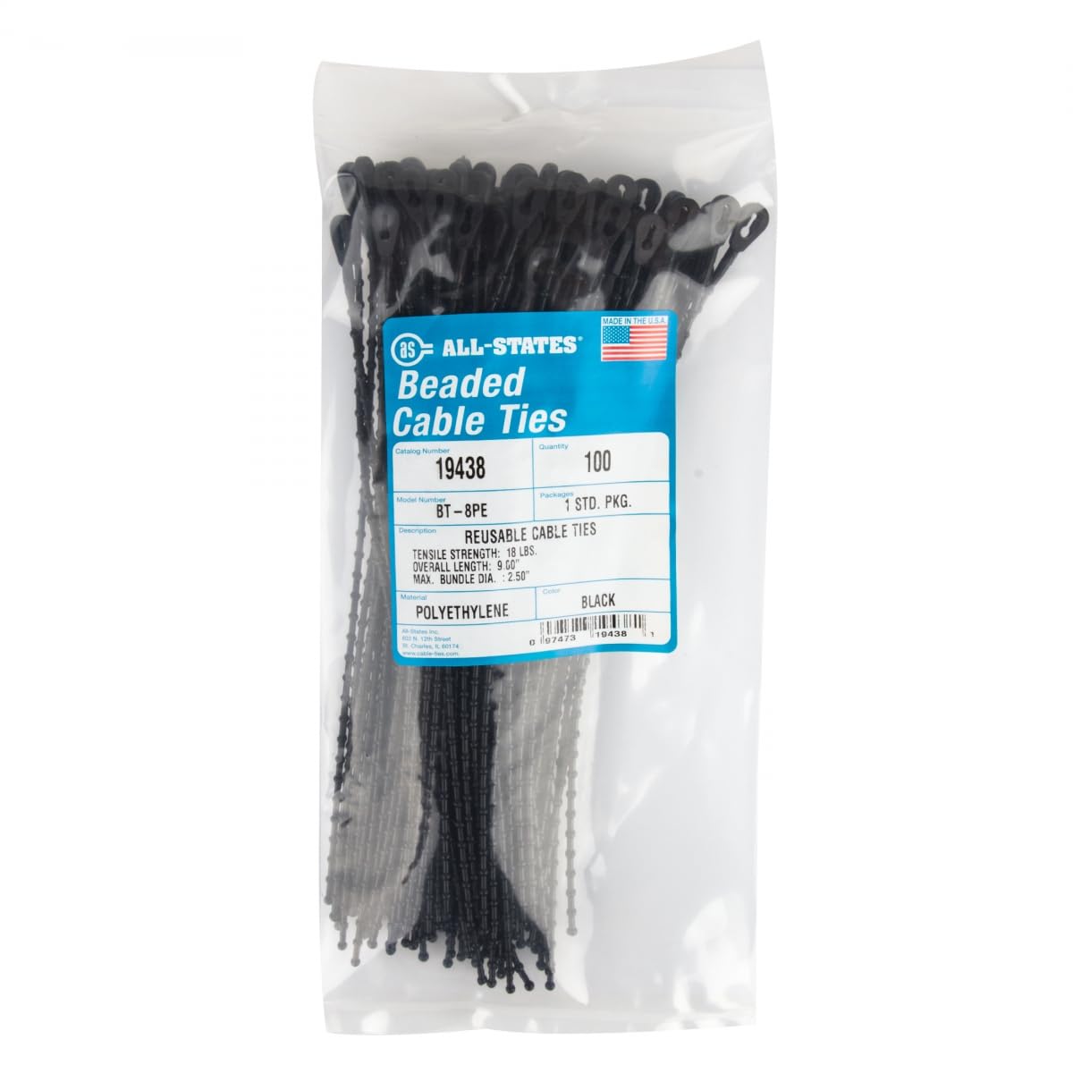 Sunlite Reusable Nylon Cable Ties (Bag of 100), 8"