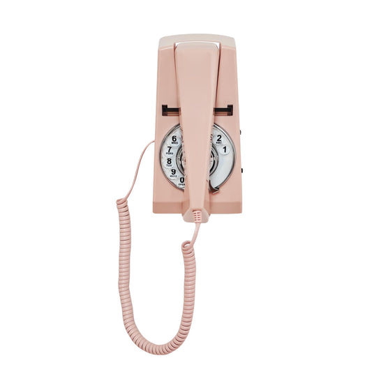 Pink Wall Phone for Home, Vintage Decorative Wall-Mounted Landline Telephone for Home, Old Fashion Rotary Dial Phone with Redial,Solid Trimline Phones