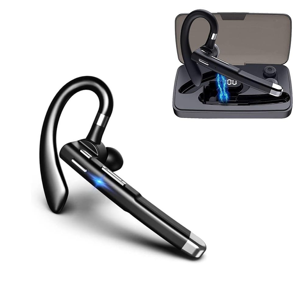 WJBCNEENT Single Bluetooth Headset, Business Wireless Earbud Bluetooth Earpiece V5.3 Hands-Free Earphones with Mic, Compatible for iPhone Cell Phones