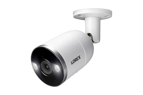 Lorex E892AB Indoor/Outdoor 4K Ultra HD Smart Deterrence IP Bullet Camera with Smart Motion Plus, 150ft NV, CNV, 2.8mm, IP67, White (Renewed)