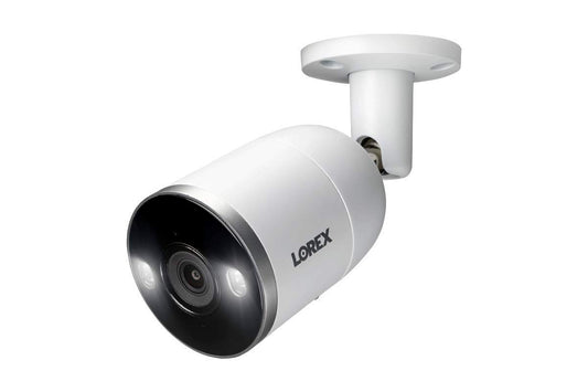 Lorex E892AB Indoor/Outdoor 4K Ultra HD Smart Deterrence IP Bullet Camera with Smart Motion Plus, 150ft NV, CNV, 2.8mm, IP67, White (Renewed)