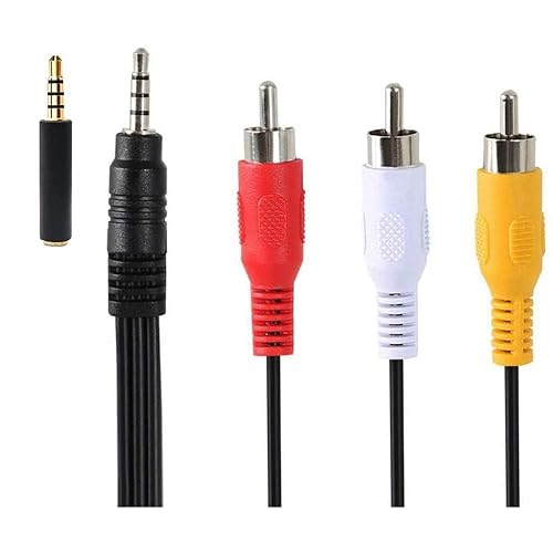 Peidesi 3.5 mm to RCA AV Camcorder Video Cable,3.5mm Male to 3RCA Male Plug Stereo Audio Video AUX Cable for Smartphones,MP3, Tablets,Speakers,Home