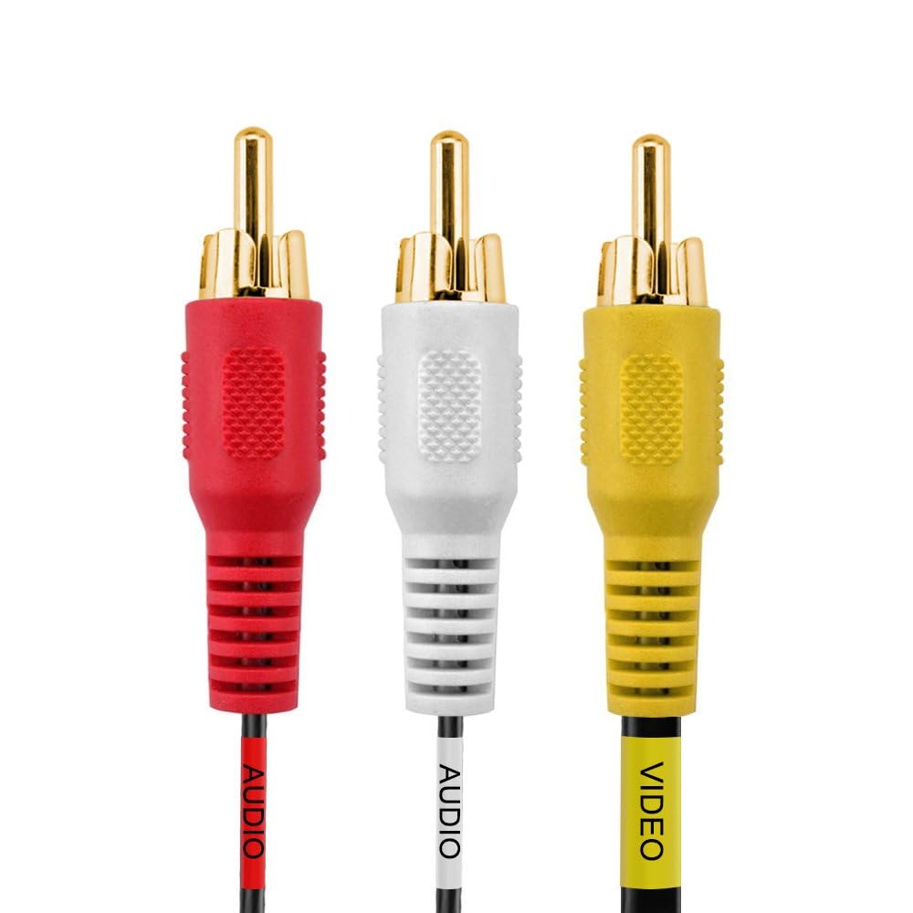Cmple - 3 RCA Cable 50 Feet Composite Three RCA Male to Male Audio Video Cables A/V Gold Plated Triple Plug to Plug Cord for VHS/DVD Players, TVs