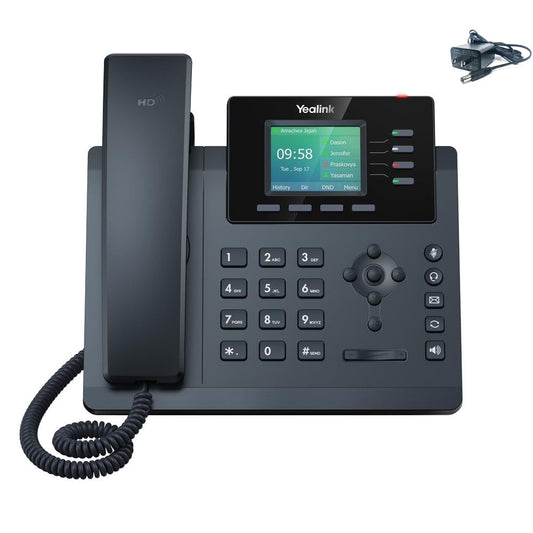 Yealink SIP-T34W WiFi IP Phone - Power Adapter Included - 4 VoIP Accounts. 2.4-Inch Color Display. Dual-Port Gigabit Ethernet, 802.3af PoE