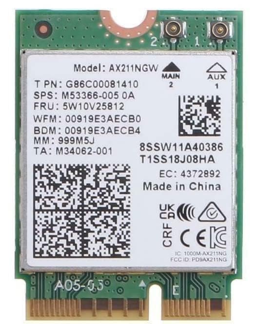 WiFi 6E Adapter for Intel AX211 | Tri-Band, Up to 2.4 Gbps | CNVio2 M.2 | Bluetooth 5.3 Support | Requires Intel 11th Gen and Above CPUs, Windows