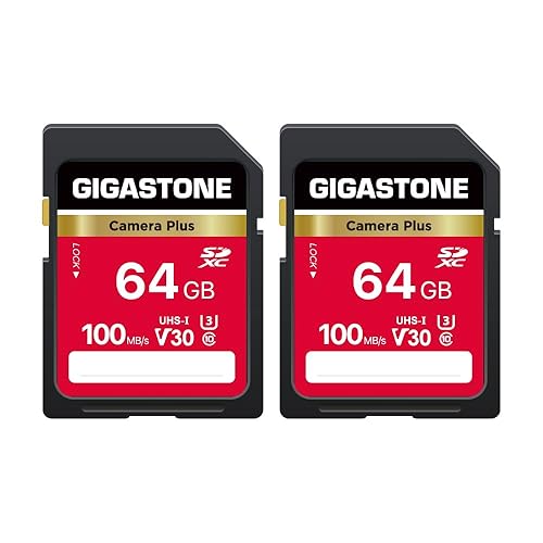 GIGASTONE 64GB SD Card 2-Pack, Camera Plus, UHS-I U3 Class 10 SDXC Memory Card Full HD Video for Canon Digital Camera, with 2 mini case
