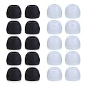 Medium Earbud Tips Silicone Rubber Replacements - 10 Black, 10 Clear