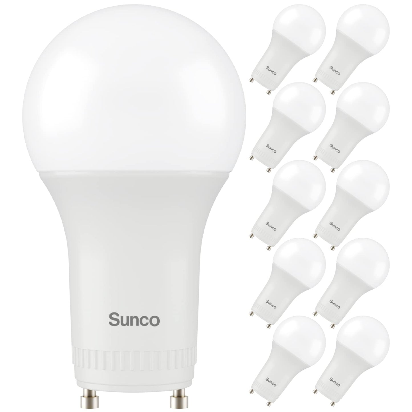 Sunco 10 Pack GU24 LED Light Bulbs, 2 Prong, 9W=60W, 3000K, Dimmable