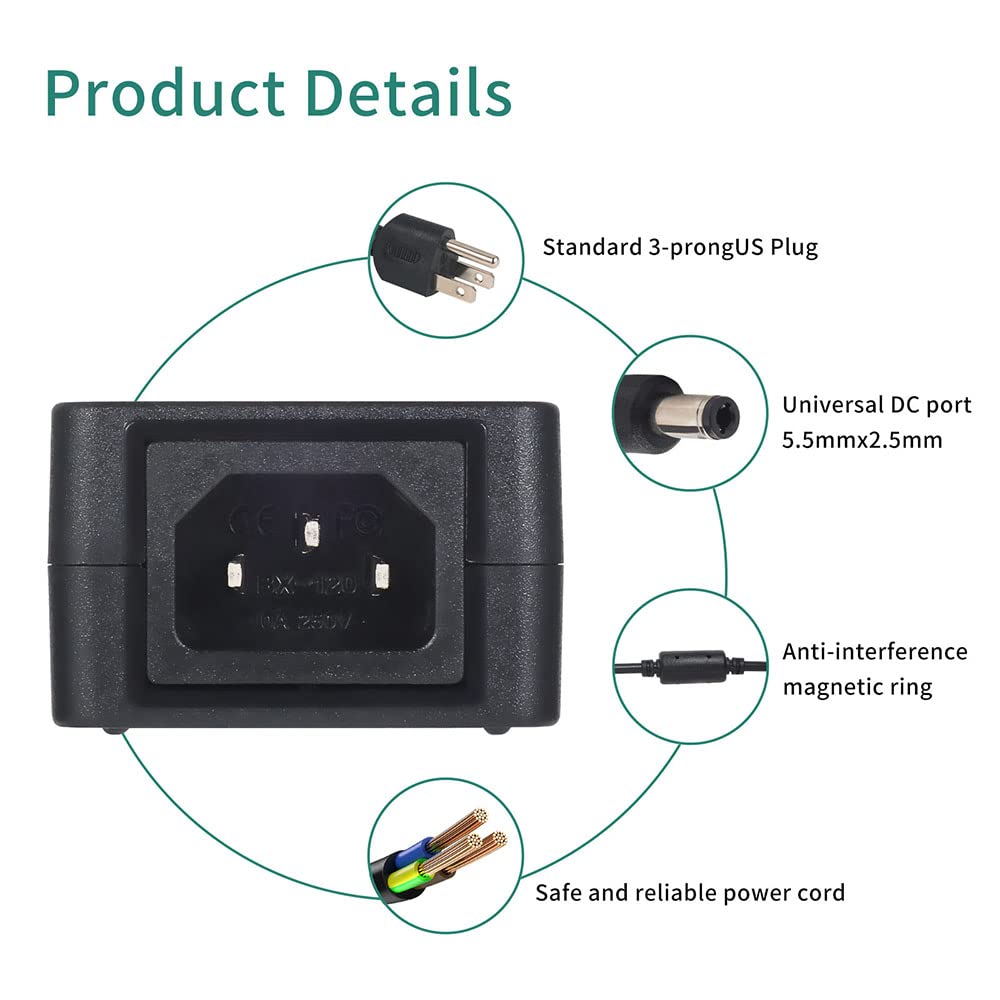 24V Power Supply 24V 5A Power Adapter AC 100-240V to DC 24 Volt 5A 4A 2A Switching Power Supply AC/DC Transformers with 5.5mm X 2.5mm Plug for LED…