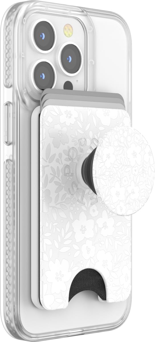 PopSockets Phone Wallet for MagSafe, Phone Card Holder with Grip, White - Blanc Fresh