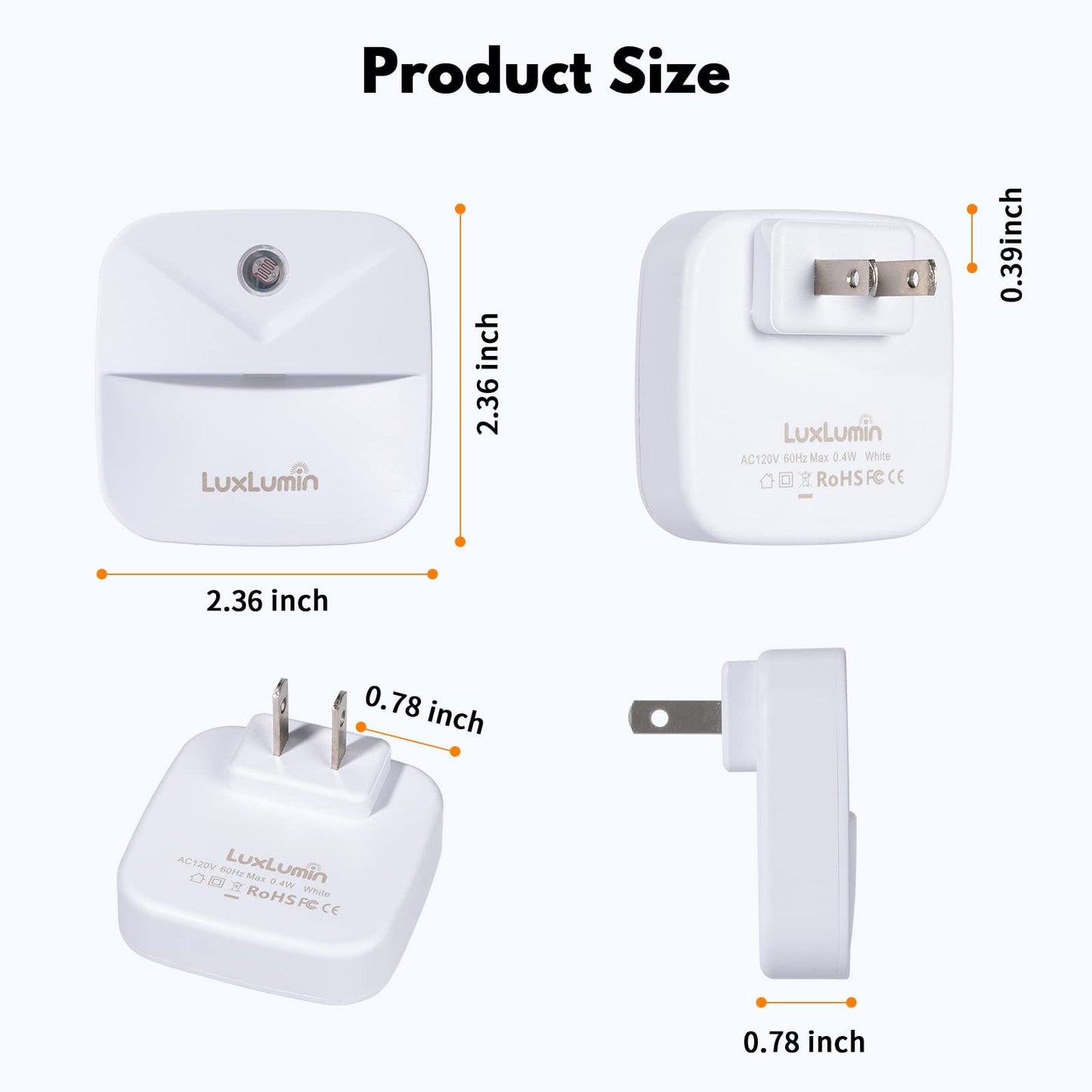 LuxLumin LED Night Lights Plug into Wall with Dusk-to-Dawn Sensor, Automatically Turn on and Off,Night Light for Kids,Bedroom,Bathroom,Stairs,Warm