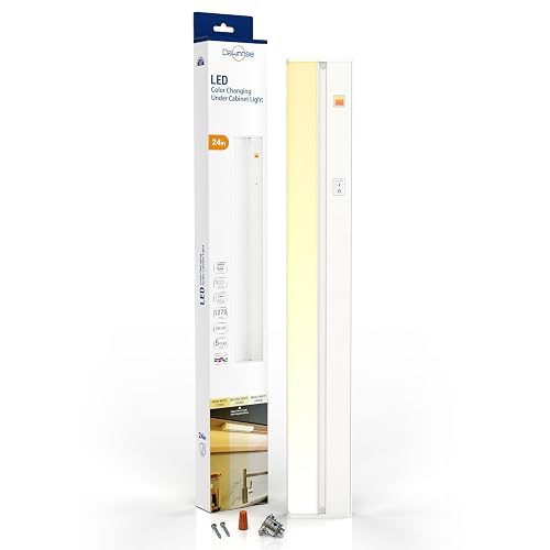Dawnrise 24" Hardwired Under Cabinet Light,Linkable,1270 Lumens,3 Color Selectable,Brightness Adjustable,Under Counter Lights for Kitchen,Wide