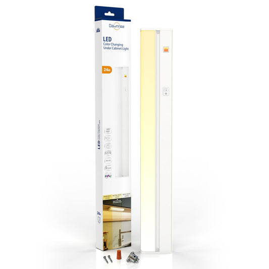 Dawnrise 24" Hardwired Under Cabinet Light,Linkable,1270 Lumens,3 Color Selectable,Brightness Adjustable,Under Counter Lights for Kitchen,Wide