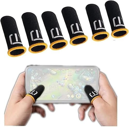 3 Pair Black Patterns Gaming Finger Sleeves Breathable Fingertips Gameler Sweatproof Games-Slip Thumb GR9l5 Gloves for Mobile Cell Phone Gaming Finger