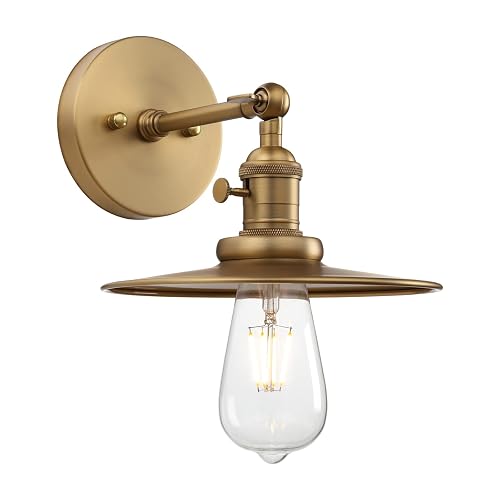 Phansthy Industrial 1-Light Wall Sconces, Vintage Wall Light Fixture with 7.9" Crafted Metal Shade, Bathroom Vanity Light with on Off Switch, Wall