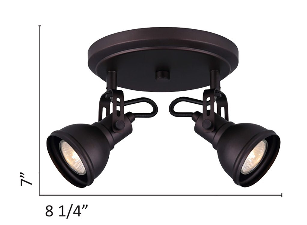 Canarm Polo 2-Light Track Lighting, Oil Rubbed Bronze Adjustable Ceiling or Wall Fixture Industrial Modern Design, Accent and Task Lighting