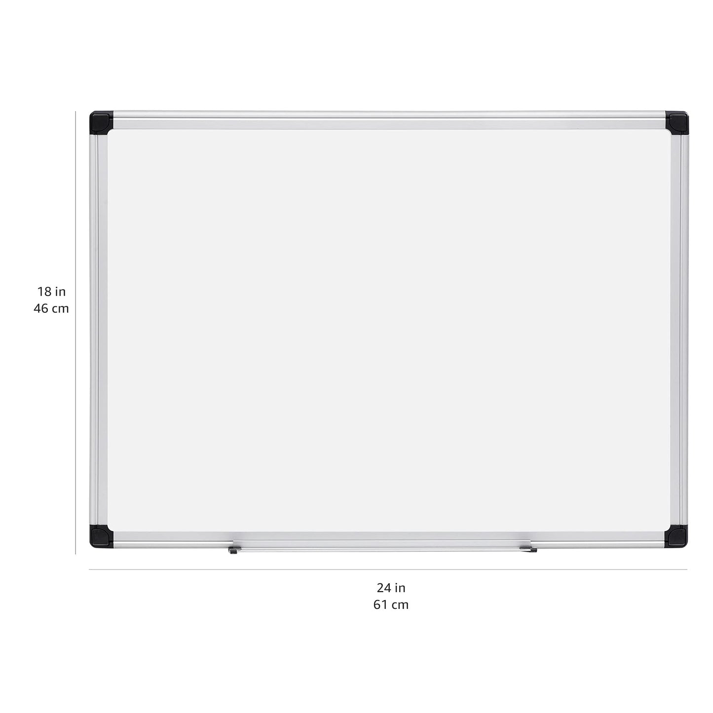 Amazon Basics Magnetic Dry Erase Whiteboard, 24" x 18", Aluminum Frame, Silver/White, Presentation Board for Writing Notes