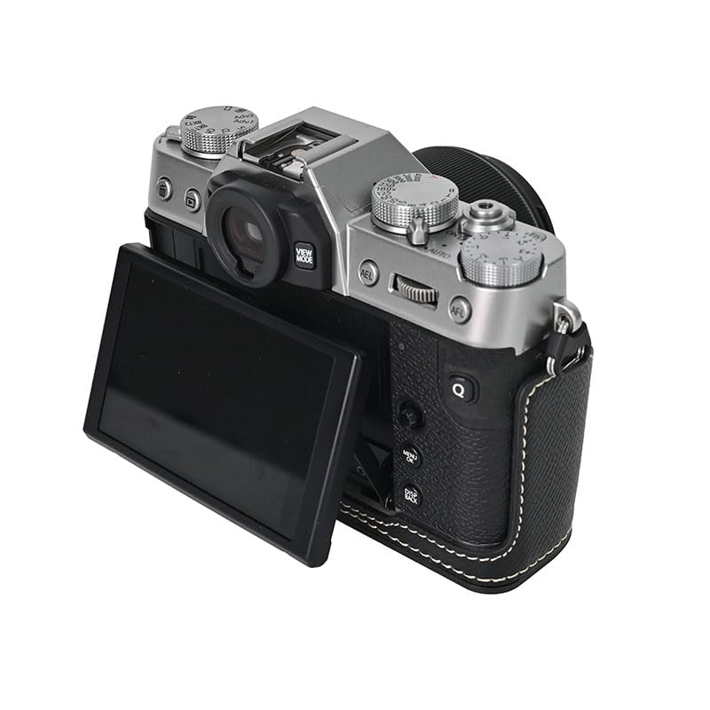 BMAOLLONGB X-T30 III Case, Handmade PU Leather Half Camera Case Bag Cover Bottom Opening Version for Fujifilm XT30 X-T30 III/II With Hand Strap