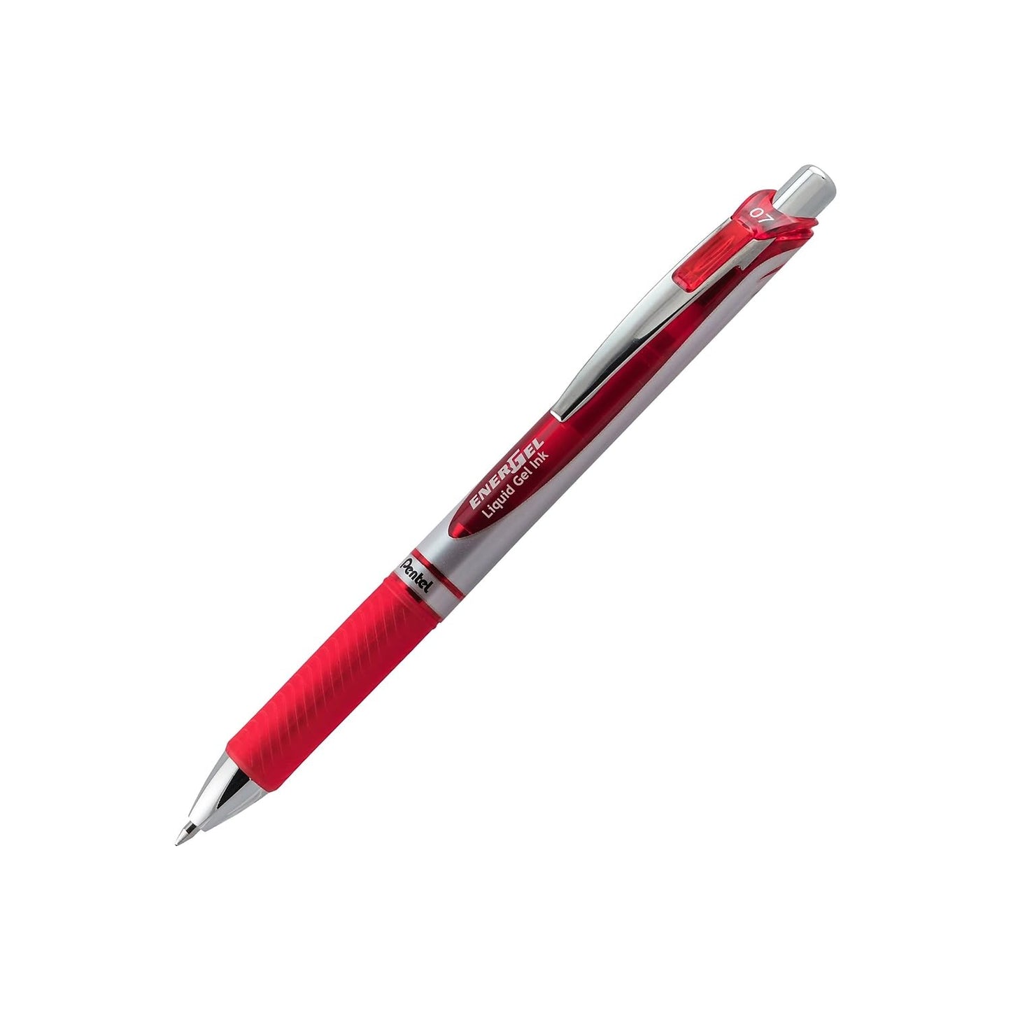 Pentel EnerGel RTX Retractable Liquid Gel Pen (0.7mm), Medium Line, Metal Tip, Red Ink, Pack of 3 (BL77BP3B)