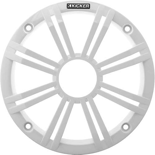 KICKER 45BKMG8W 8" Marine Speaker Grille (White) Compatible ONLY 8" KM, KMFC and KMTC Series Marine Speakers - Price per Single Unit, 1 Grille