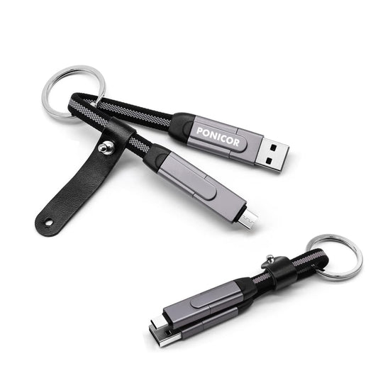 PONICOR 6 in 1 Short Keychain Multi Charging Cable 3A Fast Charger Cord, Nylon Braided USB C Cable for Travel, Universal Charging Cable for Cell
