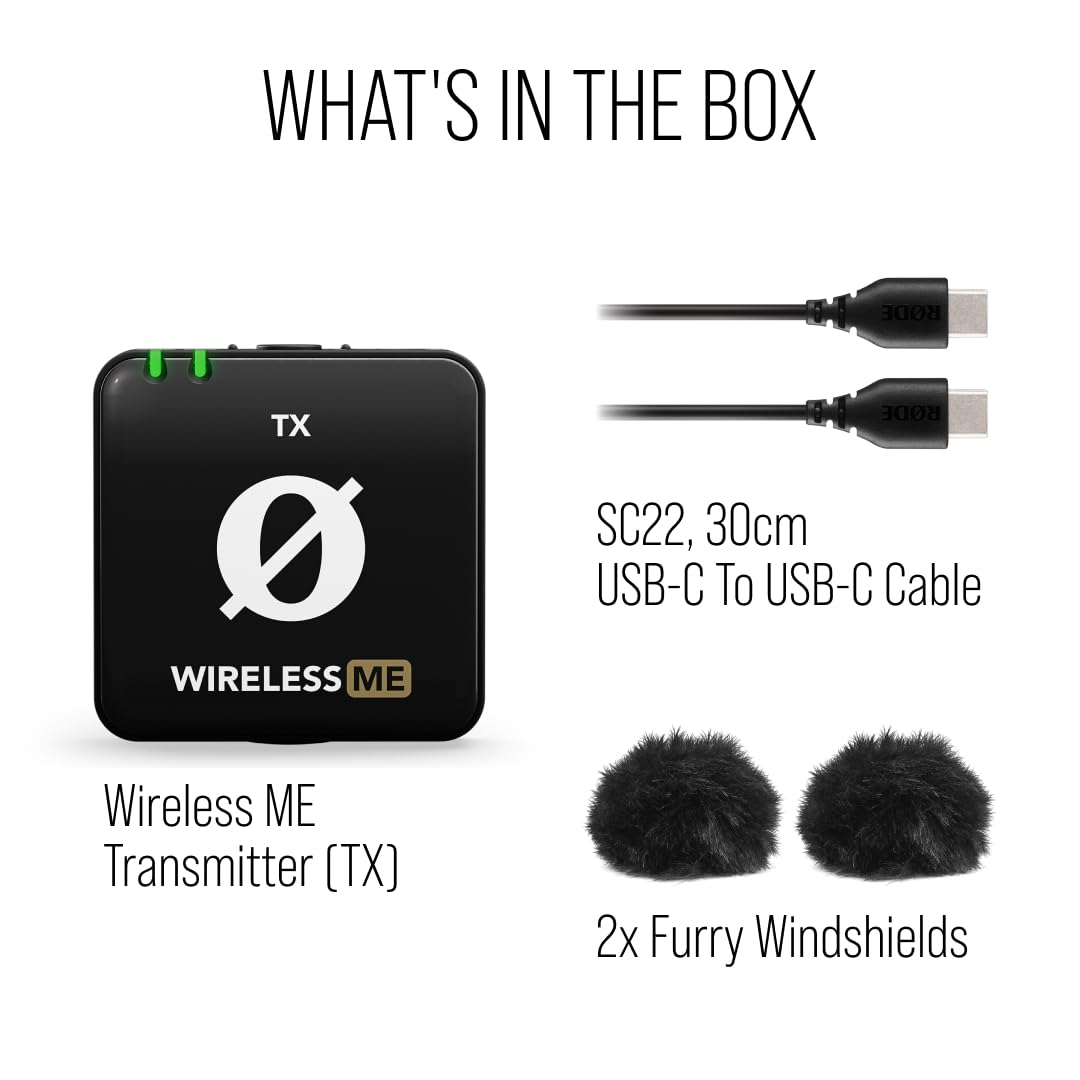 RØDE Wireless ME TX Ultra-compact Wireless Transmitter with Built-in Microphone, On-board Recording and up to 200m Range for Filmmaking, Interviews
