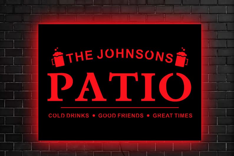 Personalized Family Name Patio Wood Neon Sign, Welcome To The Patio Established Date Night Light, Personalized Patio Sign, Outdoor Patio Neon Light