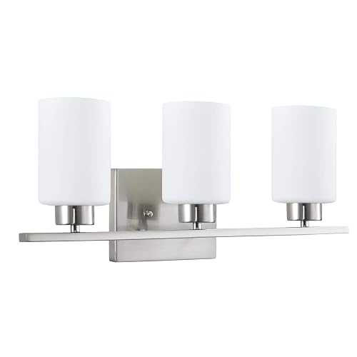 Sunlite 81321-SU 22" Modern Cylinder Vanity Light Fixture, Wall Mount, Medium (E26) Socket, Standard A19 Bulb Required (60W Max), Frosted Glass Shade