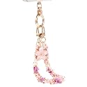 Elegant Floral Cell Phone Wrist Strap with Gold Chain, Soft Tassel for iPhone 17 Pro Max/Series 16&Most Cellphones - Secure Anti-Drop Lanyard