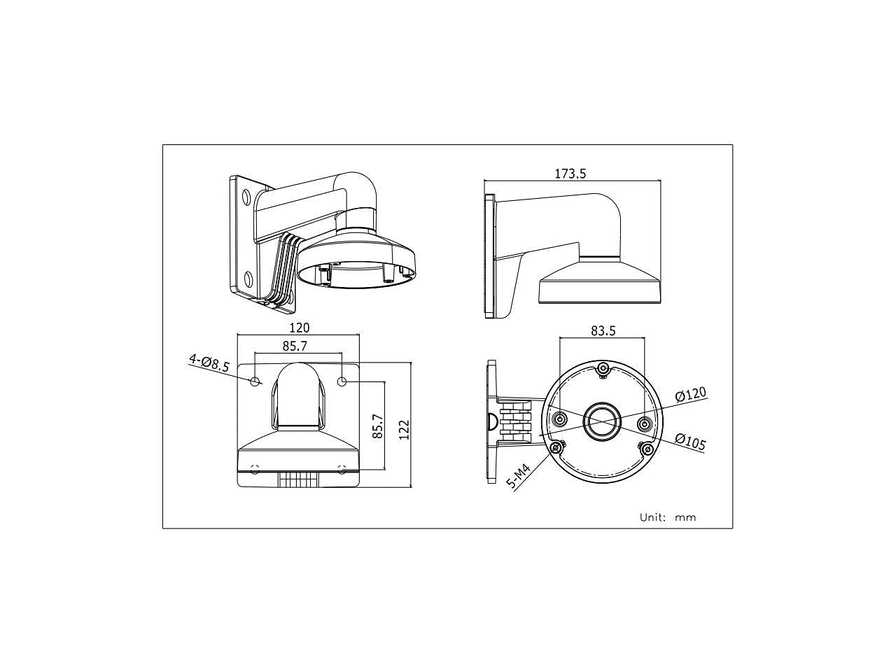 WMS WML PC120B DS-1272ZJ-120 Wall Mount Bracket for Hikvision Mini Dome IP Camera DS-2CD25x2