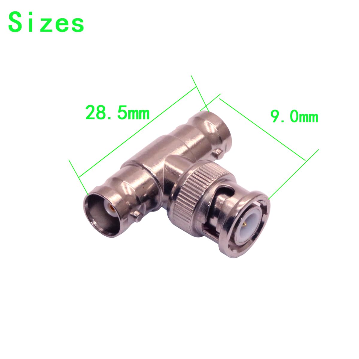 ZJKJHJY BNC T-Adapter, Male to Female Connector, Nickel-Plated Brass, 3-Pack, 28.5mm Length