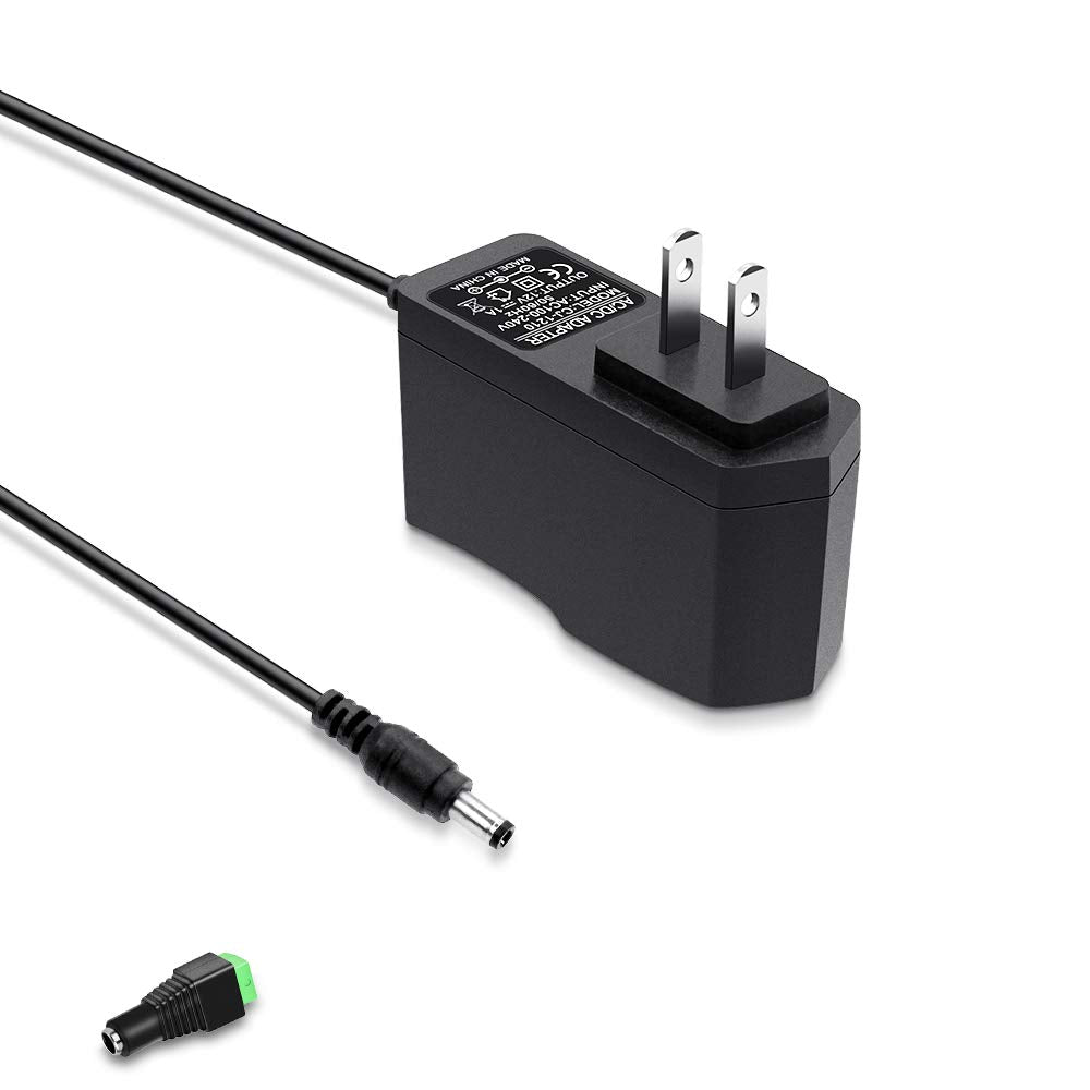 12V 1A Power Supply, AC Adapter 100-240V AC to DC 12V 1A Adapter Power Cord 700mA 500mA 400mA 300mA with 【5.5x2.5mm Tip Plug】 for LED Light Strips…