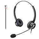 Callez RJ9 Phone Headsets with Microphone Noise Cancelling, Binaural Office Telephone Headsets Work for Polycom VVX411 VVX410 VVX400 VVX500 VVX310