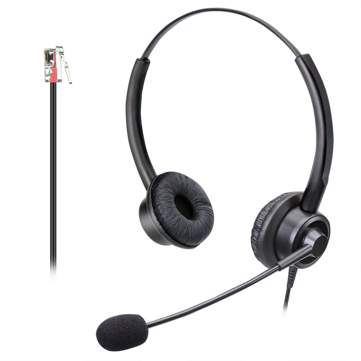 Callez RJ9 Phone Headsets with Microphone Noise Cancelling, Binaural Office Telephone Headsets Work for Polycom VVX411 VVX410 VVX400 VVX500 VVX310