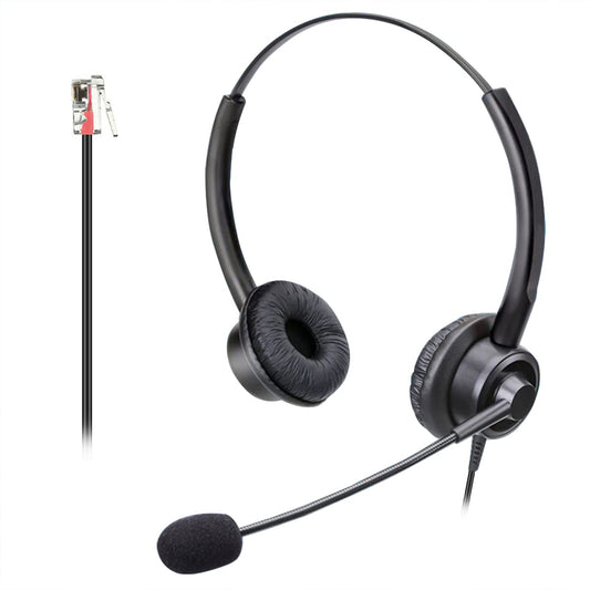 Callez RJ9 Phone Headsets with Microphone Noise Cancelling, Binaural Office Telephone Headsets Work for Polycom VVX411 VVX410 VVX400 VVX500 VVX310