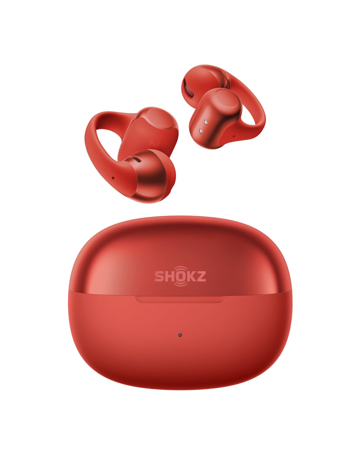 SHOKZ OpenDots ONE Open-Ear Clip-On Bluetooth Earbuds, Red, Dolby Audio