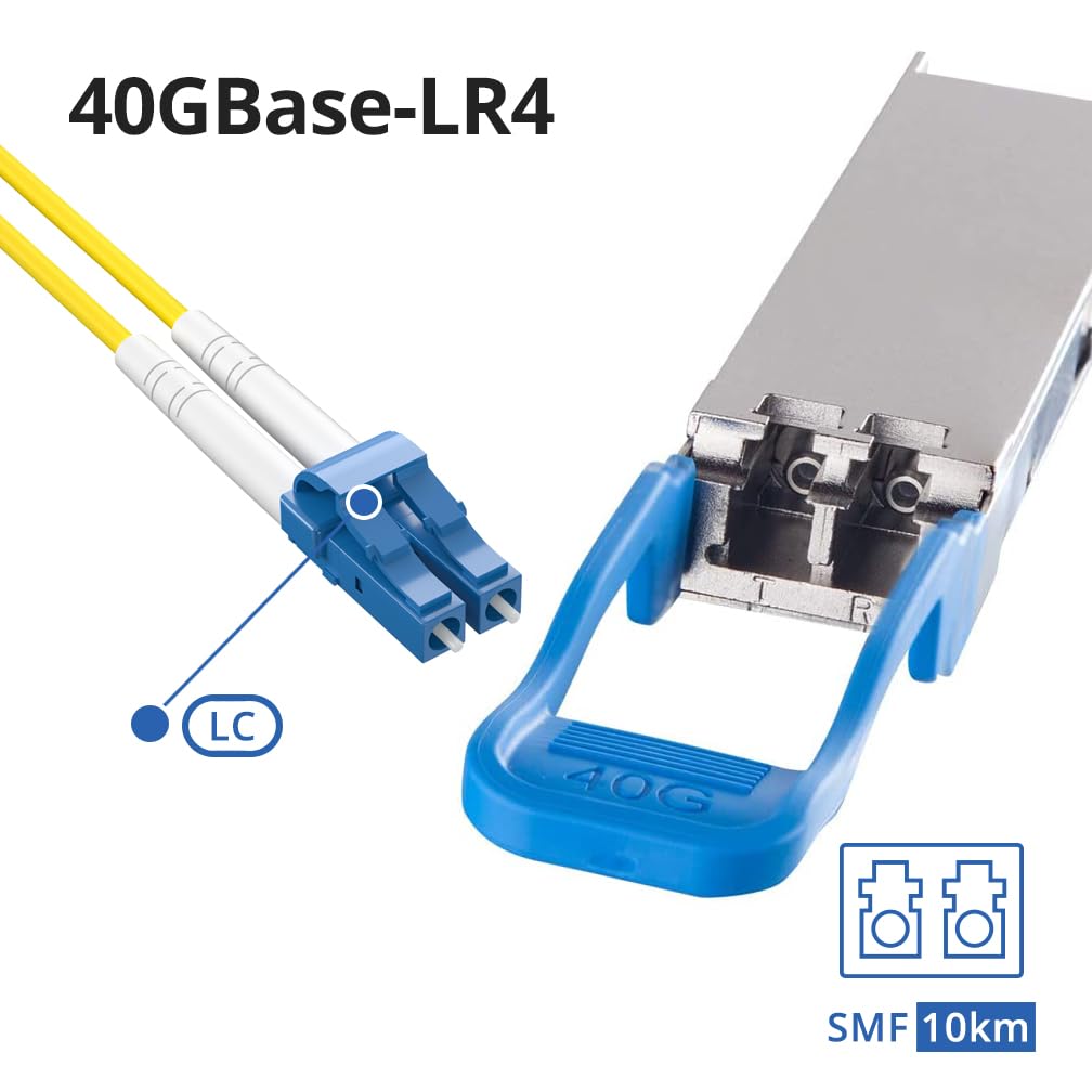 10Gtek 40GBASE-LR4 QSFP+ LC Single-Mode Transceiver, 40G SMF Optical Module for Cisco QSFP-40G-LR4, 4 CWDM Lanes, QDR, DDM, 10km