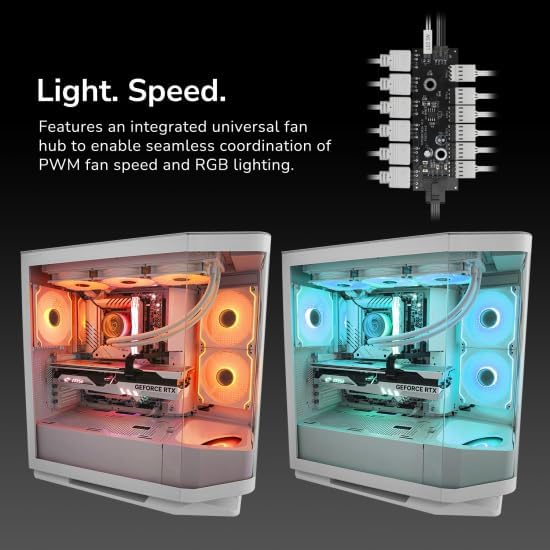 COUGAR FV270 RGB MidTower E-ATX Case, 420mm GPU Supported,Build-in ARGB PWM Fans,Breathe Streams,Prism of Light, RGB Hub,Filter Guard, Tool-Less