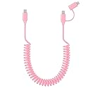 60W Coiled USB-C to USB-C & Lightning Cable?MFi Certified? 2 in 1 Fast Charging Apple CarPlay Cable for iPhone 15/15 Plus/15 Pro Max/14,Galaxy