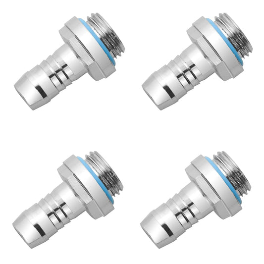 BXQINLENX Silver Chrome G1/4" to 7/16" Barb Fitting (Tubing ID 9.5MM) for Computer Water Cooling System Through Joint Straight Joint(4 PCS)