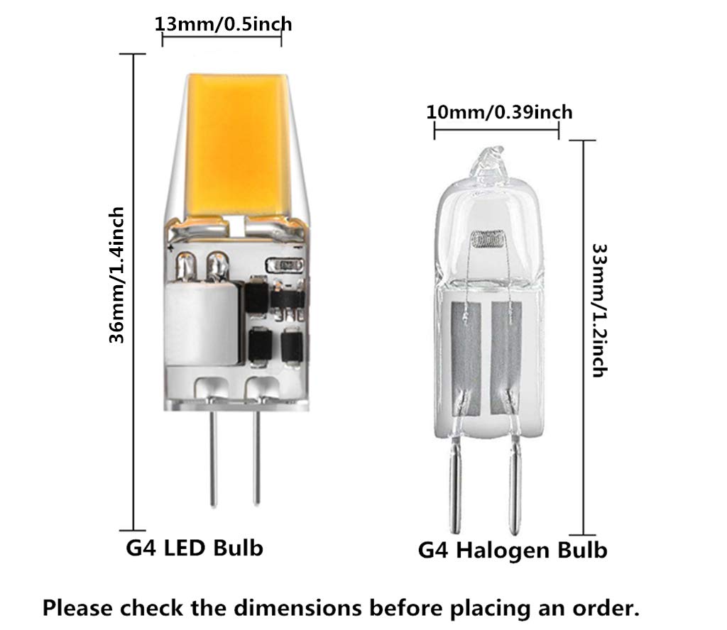 G4 LED Light Bulbs G4 Bi-Pin Base 3W (Equivalent to 20W Halogen Bulb) AC/DC 12V Warm White 3000K LED Bulbs for Landscape Ceiling Under Counter Puck