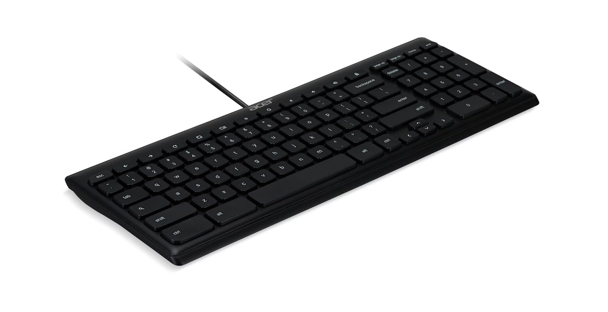 acer AKB910 Wired USB Keyboard - Compact Design, Full-Size Keys, Chrome OS Compatible, Black