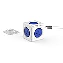 Power Strip, Allocacoc PowerCube |Extended|, 5 Outlets,5ft Cable, Surge Protection, Mounting Dock, Removable Tape, Compact for Travel, Home
